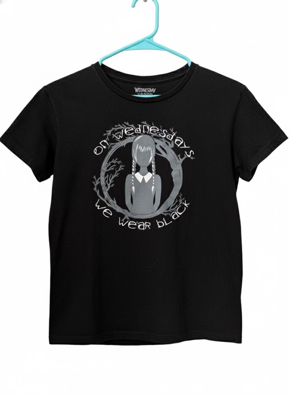 Wednesday Addams On Wednesdays We Wear Black Graphic Tee - youth Large 12-14